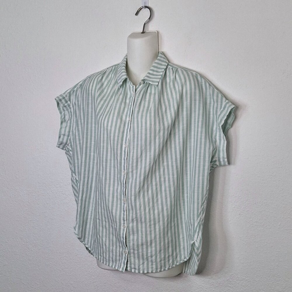 Madewell Boxy Shirt Striped Sz M Oversized Button Down 100% Cotton Preppy Work - Picture 2 of 13